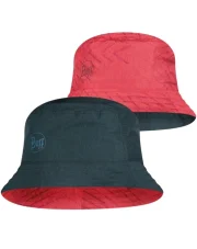Kapelusz BUFF TRAVEL BUCKET HAT COLLAGE RED- BLACK M/L -RED-M/L-Standard